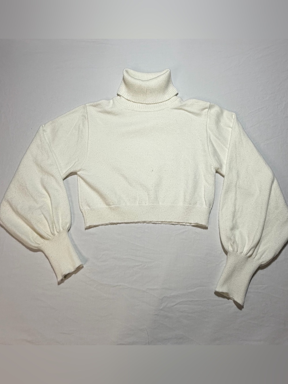 Idem Ditto Loose Fit Turtleneck Crop Sweater with Balloon Sleeves